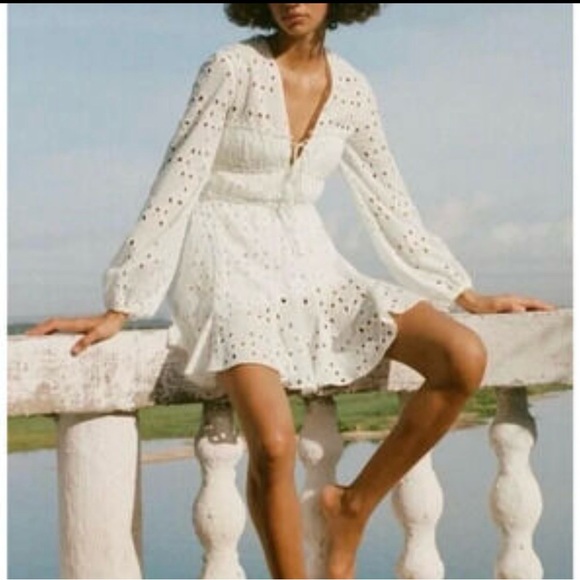 Gianni Bini Katrina White Eyelet Dress Large Lined Cotton NWT $169 - Picture 2 of 4